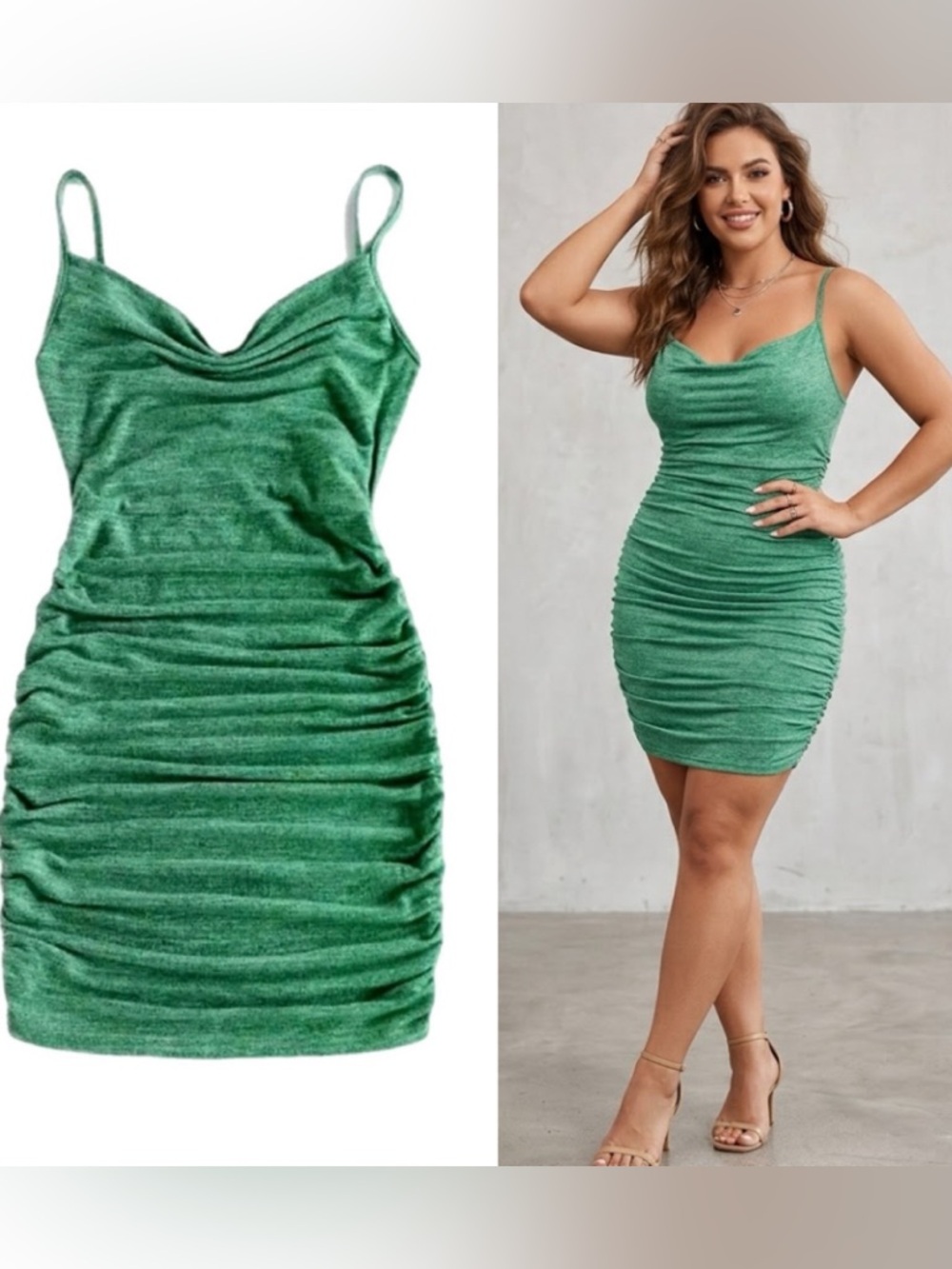 NWT Slinky Ruched Draped Front Knit Bodycon Dress or Swim Bikini Coverup
